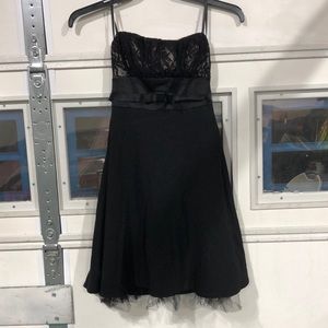 Love Tease strapless black lace dress, size 3 with ruffles